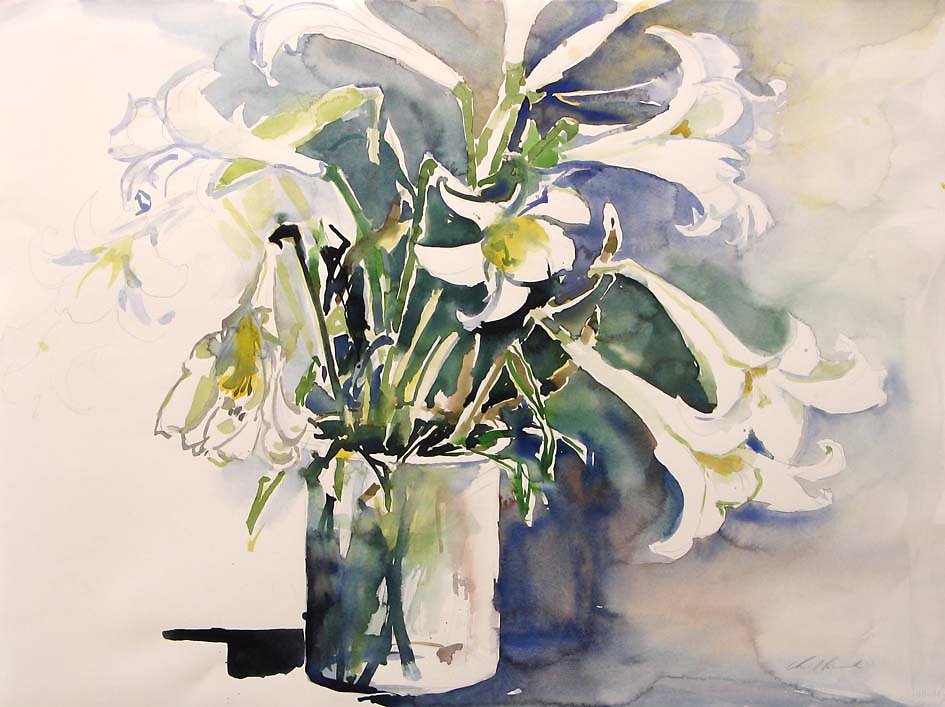 Weiße Lilien in Vase